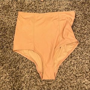 J crew swimsuit set — nude string bikini with high waist bottoms.